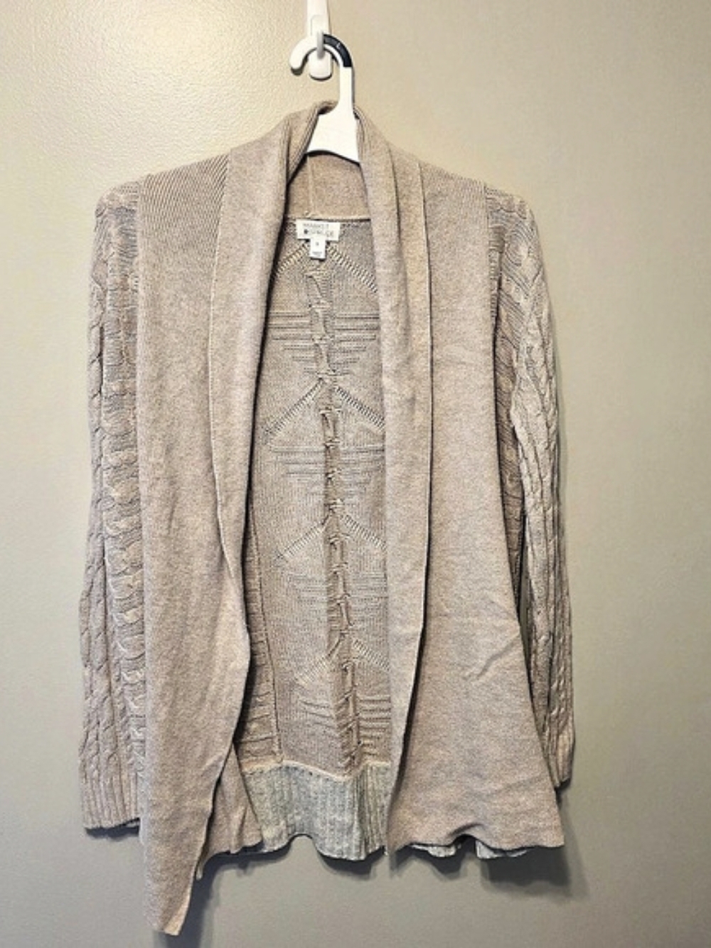 Market & Spruce Open Front Knit Cardigan in Beige Size Small